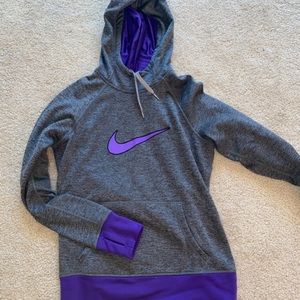 Size small grey and purple nike hoodie